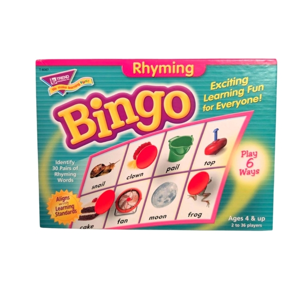 Trend Enterprises Rhyming Bingo Game Red and Green Age 4+ - Picture 1 of 6